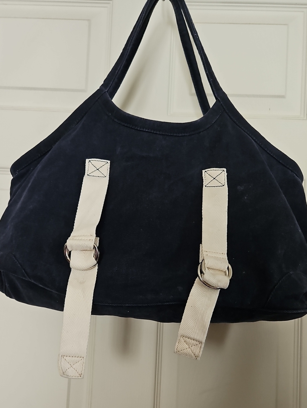 J. Crew Navy Canvas Yoga with Cream Contrast Straps